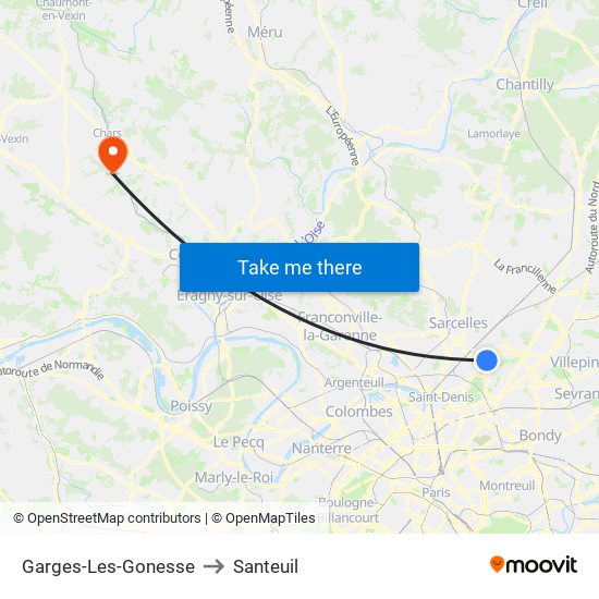 Garges-Les-Gonesse to Santeuil map