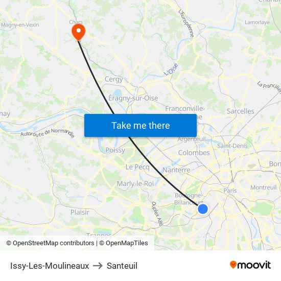 Issy-Les-Moulineaux to Santeuil map