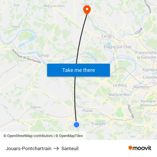 Jouars-Pontchartrain to Santeuil map