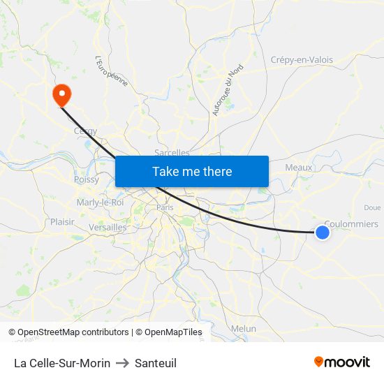 La Celle-Sur-Morin to Santeuil map