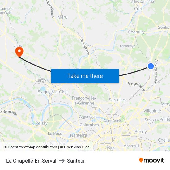 La Chapelle-En-Serval to Santeuil map
