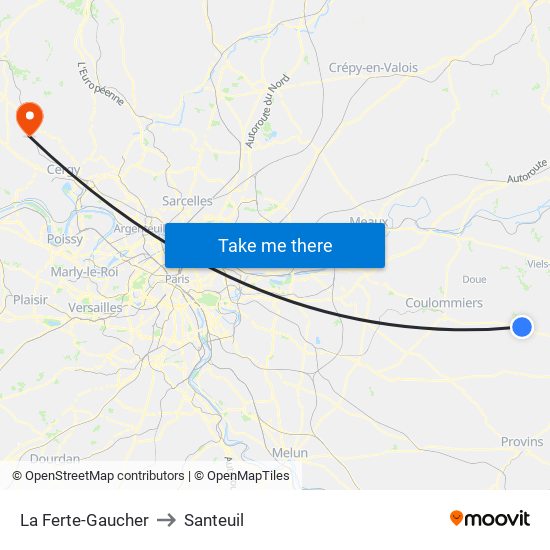 La Ferte-Gaucher to Santeuil map