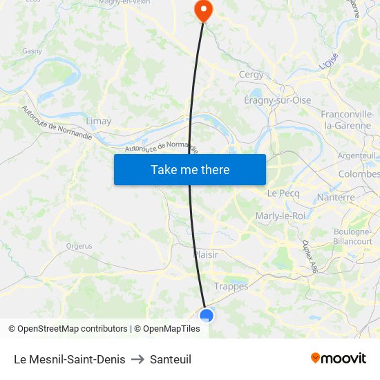 Le Mesnil-Saint-Denis to Santeuil map