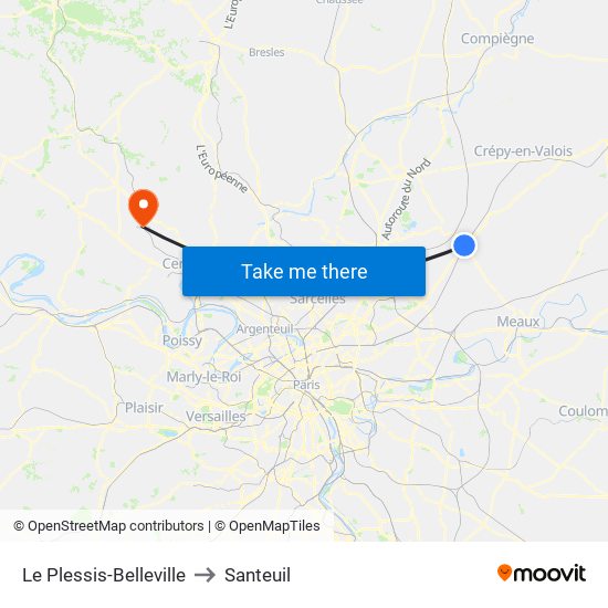 Le Plessis-Belleville to Santeuil map
