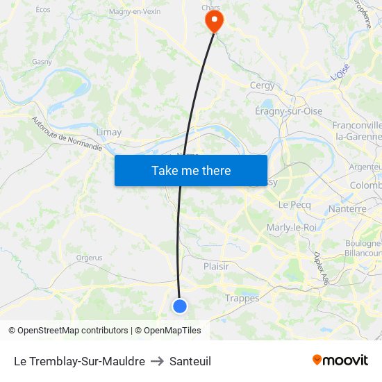 Le Tremblay-Sur-Mauldre to Santeuil map