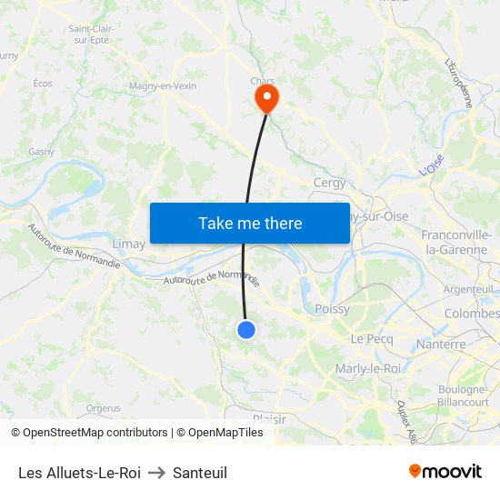 Les Alluets-Le-Roi to Santeuil map