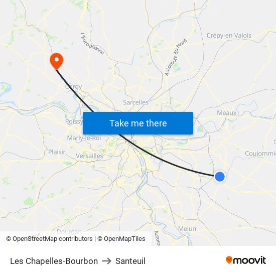 Les Chapelles-Bourbon to Santeuil map