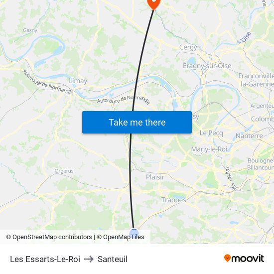 Les Essarts-Le-Roi to Santeuil map
