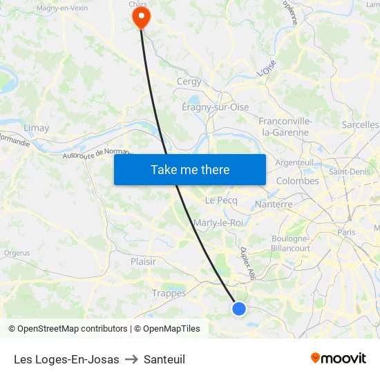 Les Loges-En-Josas to Santeuil map