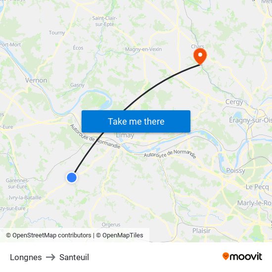 Longnes to Santeuil map