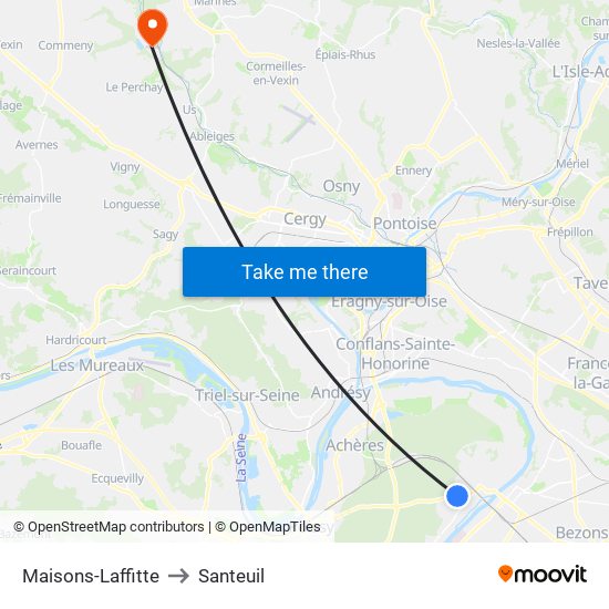 Maisons-Laffitte to Santeuil map