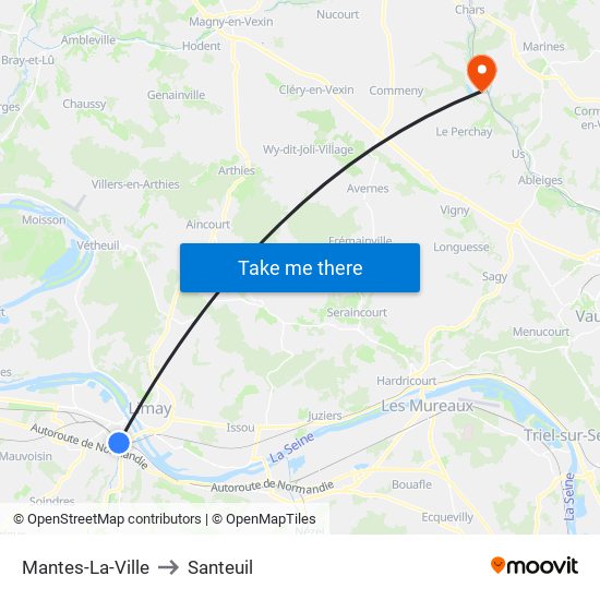 Mantes-La-Ville to Santeuil map