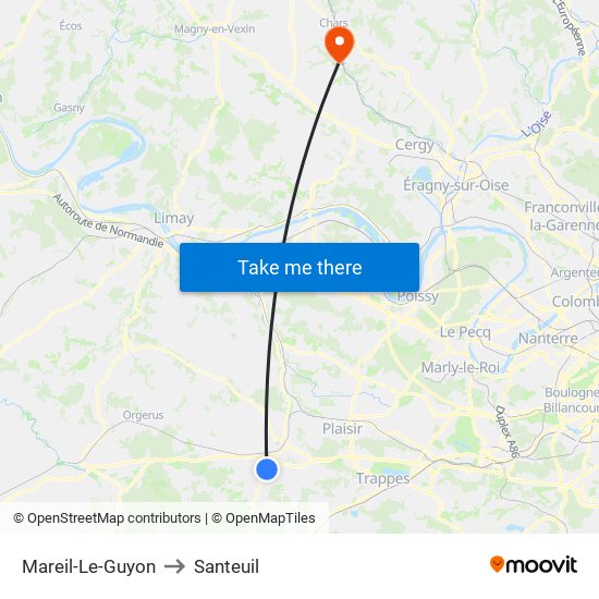 Mareil-Le-Guyon to Santeuil map