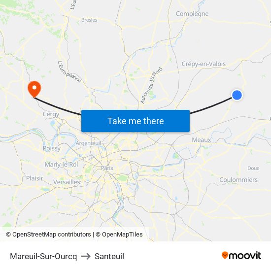 Mareuil-Sur-Ourcq to Santeuil map