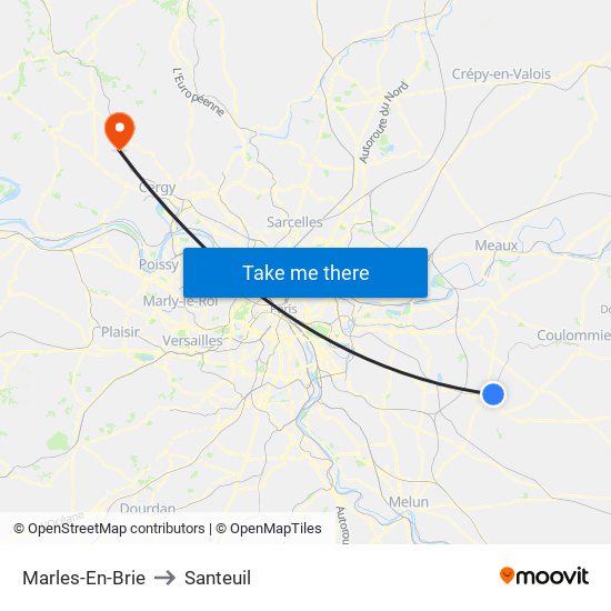 Marles-En-Brie to Santeuil map