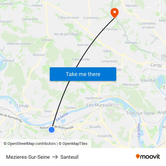 Mezieres-Sur-Seine to Santeuil map