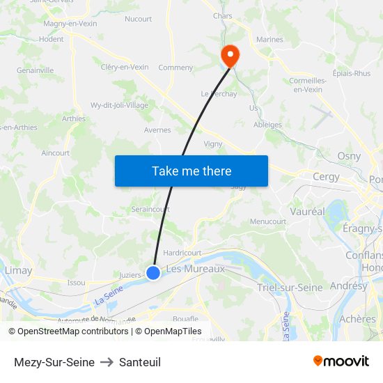Mezy-Sur-Seine to Santeuil map