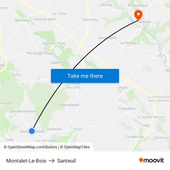 Montalet-Le-Bois to Santeuil map