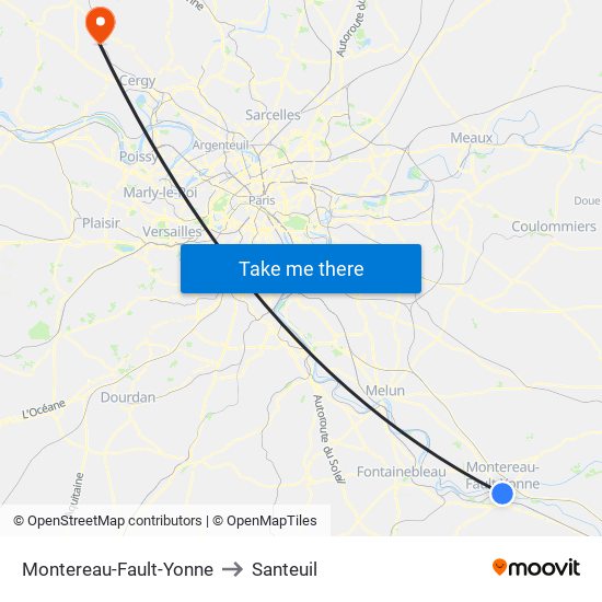 Montereau-Fault-Yonne to Santeuil map