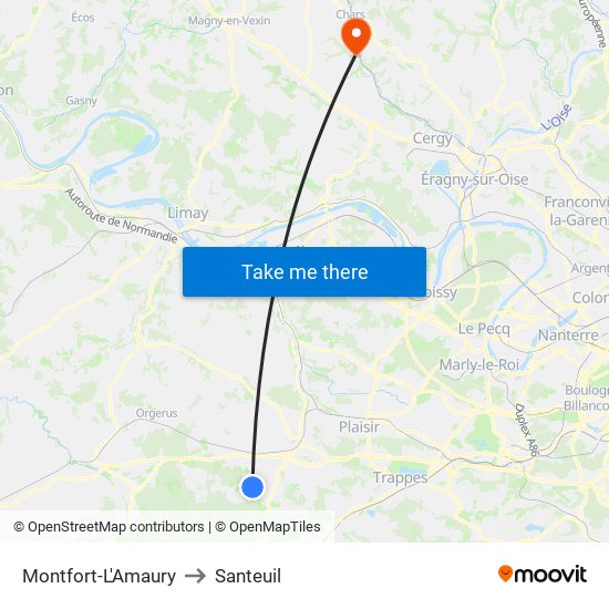 Montfort-L'Amaury to Santeuil map