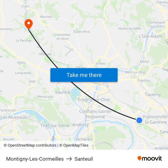 Montigny-Les-Cormeilles to Santeuil map