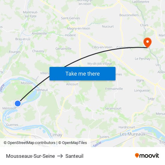 Mousseaux-Sur-Seine to Santeuil map