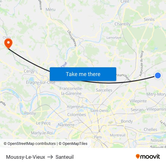 Moussy-Le-Vieux to Santeuil map