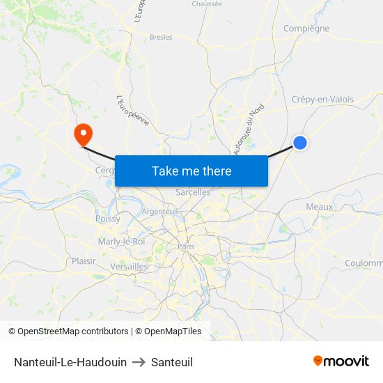 Nanteuil-Le-Haudouin to Santeuil map