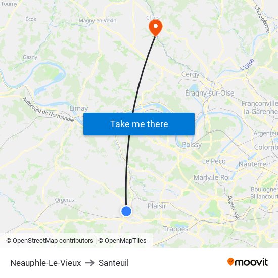 Neauphle-Le-Vieux to Santeuil map