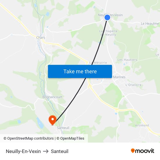 Neuilly-En-Vexin to Santeuil map