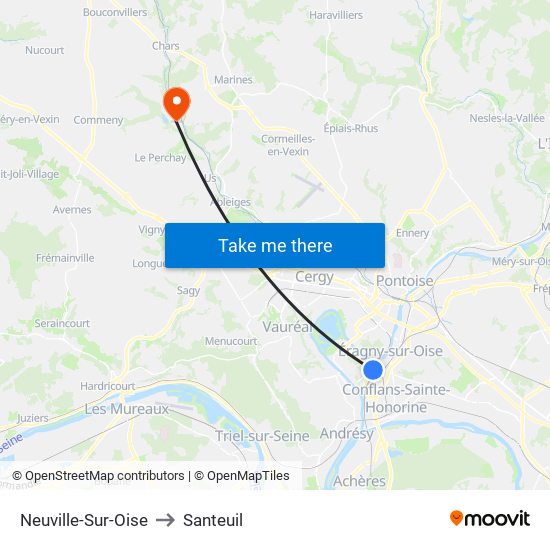 Neuville-Sur-Oise to Santeuil map