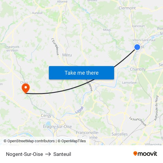 Nogent-Sur-Oise to Santeuil map