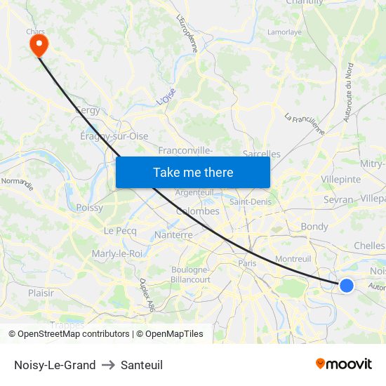 Noisy-Le-Grand to Santeuil map