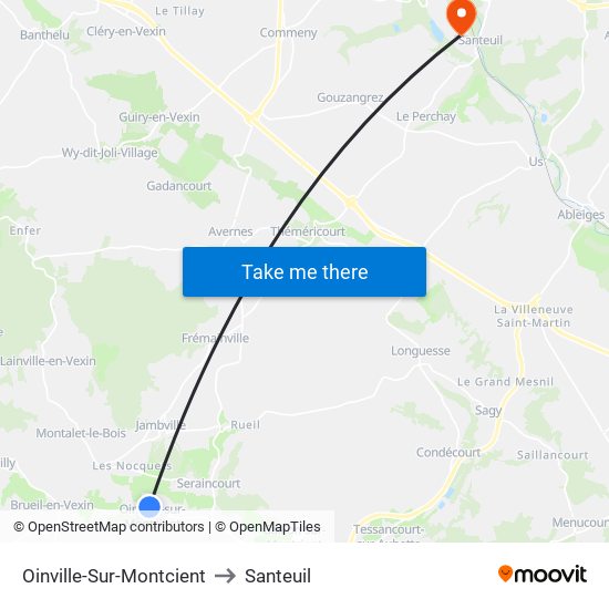 Oinville-Sur-Montcient to Santeuil map