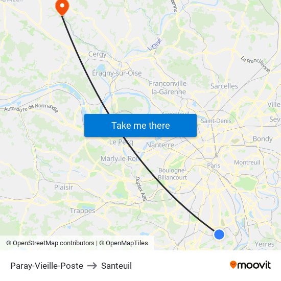 Paray-Vieille-Poste to Santeuil map