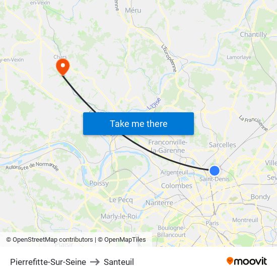 Pierrefitte-Sur-Seine to Santeuil map