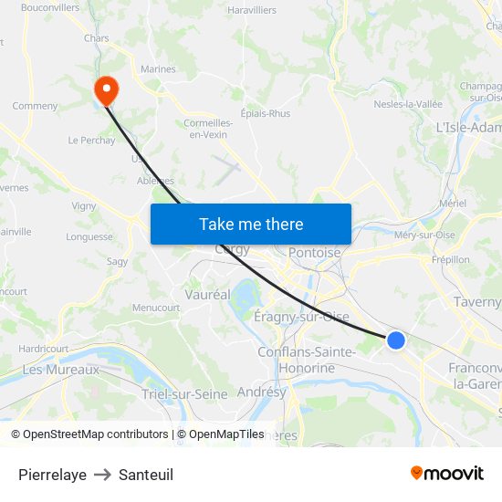 Pierrelaye to Santeuil map