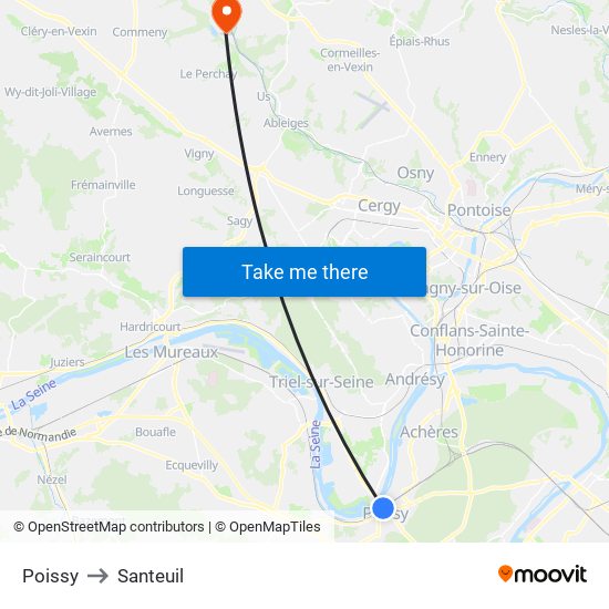 Poissy to Santeuil map