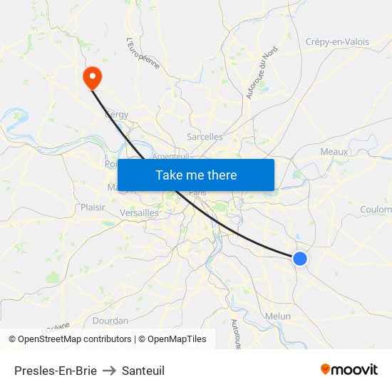 Presles-En-Brie to Santeuil map