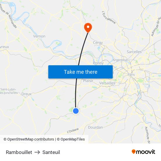 Rambouillet to Santeuil map