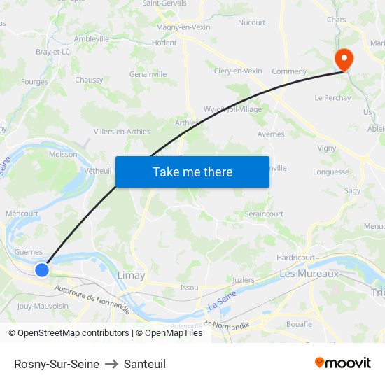 Rosny-Sur-Seine to Santeuil map