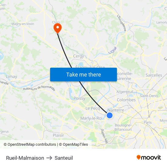Rueil-Malmaison to Santeuil map