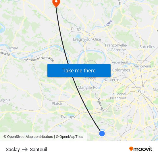 Saclay to Santeuil map