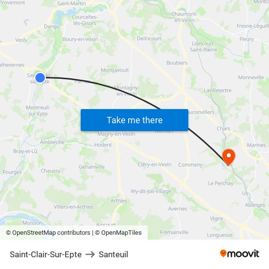 Saint-Clair-Sur-Epte to Santeuil map