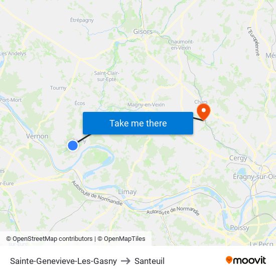 Sainte-Genevieve-Les-Gasny to Santeuil map