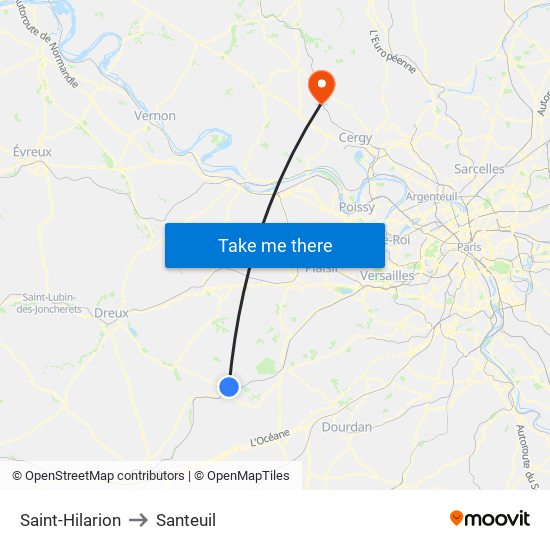 Saint-Hilarion to Santeuil map