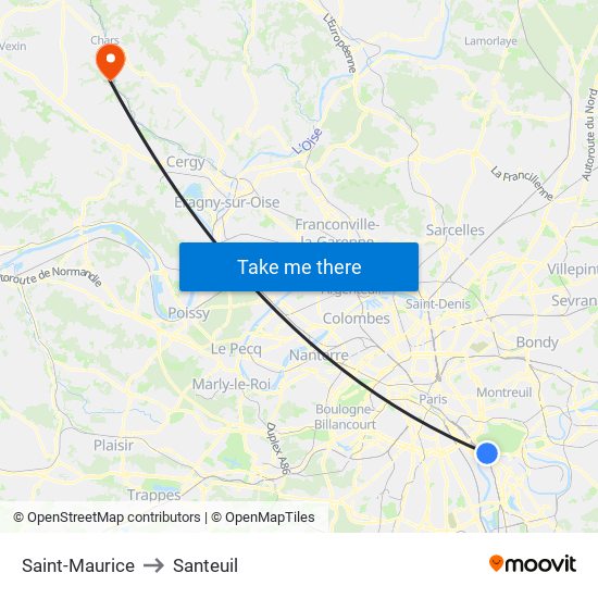 Saint-Maurice to Santeuil map
