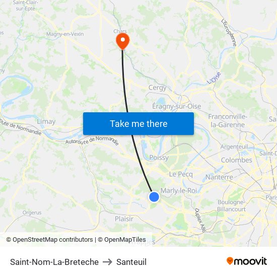 Saint-Nom-La-Breteche to Santeuil map