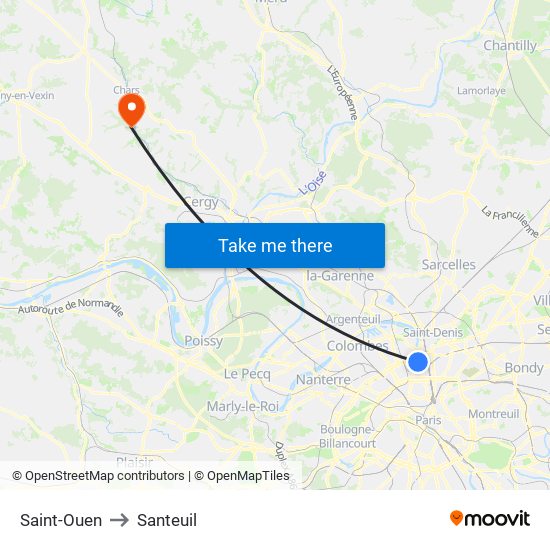 Saint-Ouen to Santeuil map