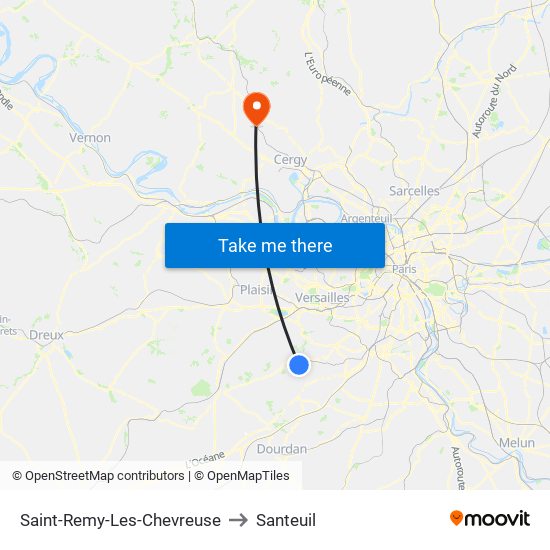 Saint-Remy-Les-Chevreuse to Santeuil map